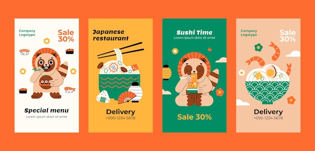 Raccolta di storie di Instagram per un ristorante giapponese tradizionale