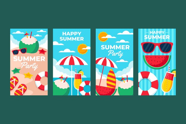 Raccolta di storie di instagram piatte estive
