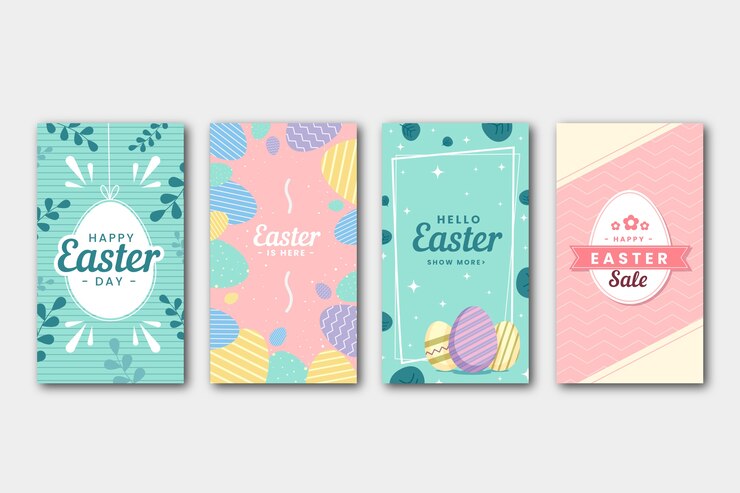 Vettore gratuito raccolta di storie instagram del giorno di pasqua