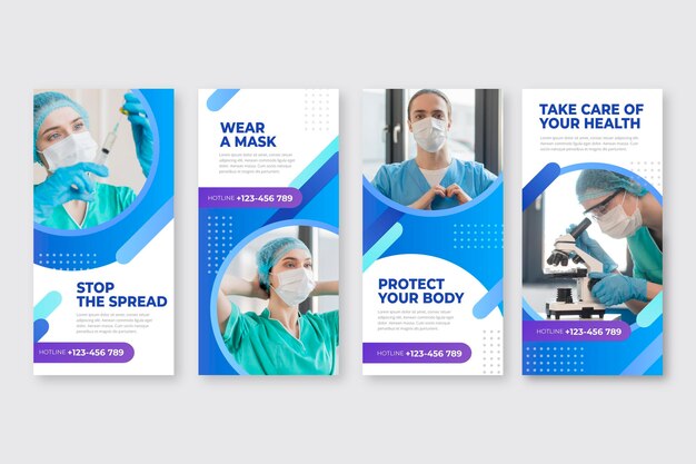 Raccolta di storie instagram di coronavirus gradiente