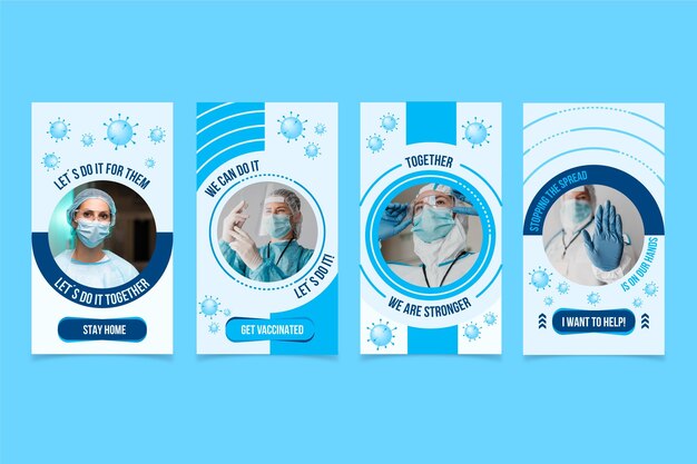 Raccolta di storie instagram di coronavirus piatta