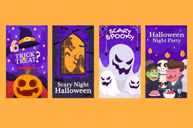 Raccolta di storie piatte su instagram di halloween