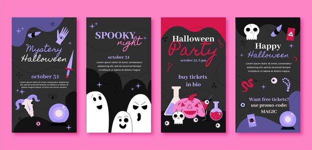Raccolta di storie piatte su instagram di halloween