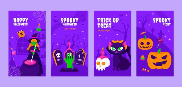 Raccolta di storie piatte su instagram di halloween