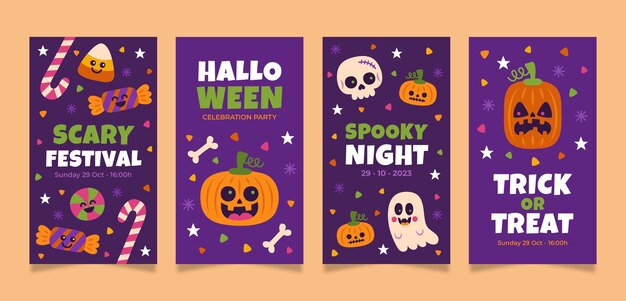 Raccolta di storie piatte su instagram di halloween