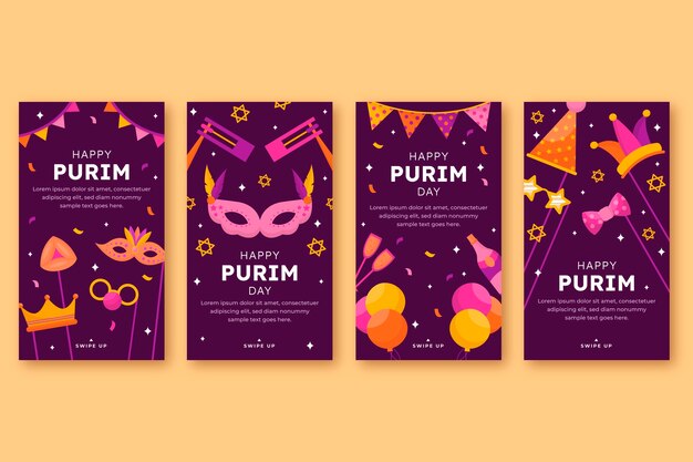 Raccolta di storie piatte su instagram purim