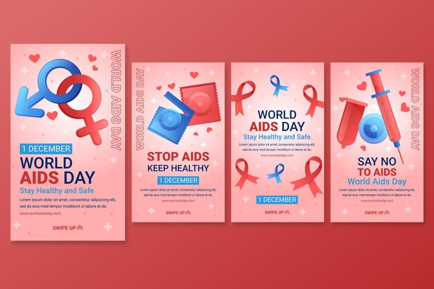 Raccolta di storie su Instagram per la giornata mondiale dell'AIDS di gradiente