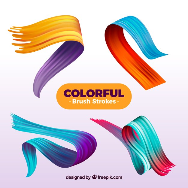 Raccolta di tratti di pennello con molti colori