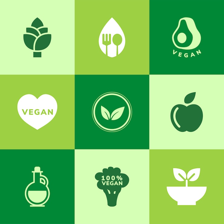 Vettore gratuito raccolta di vettori icona vegana