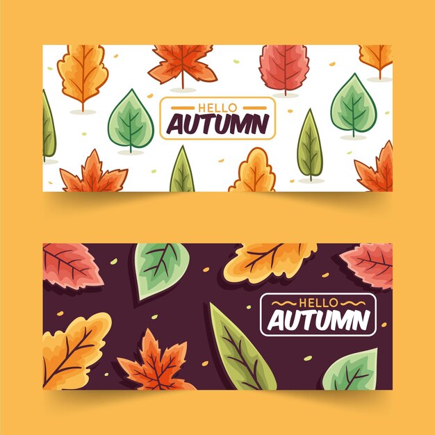 Raccolta disegnata a mano delle insegne di vendita di autunno