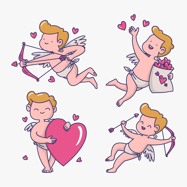 Raccolta illustrata carattere disegnato a mano del cupido