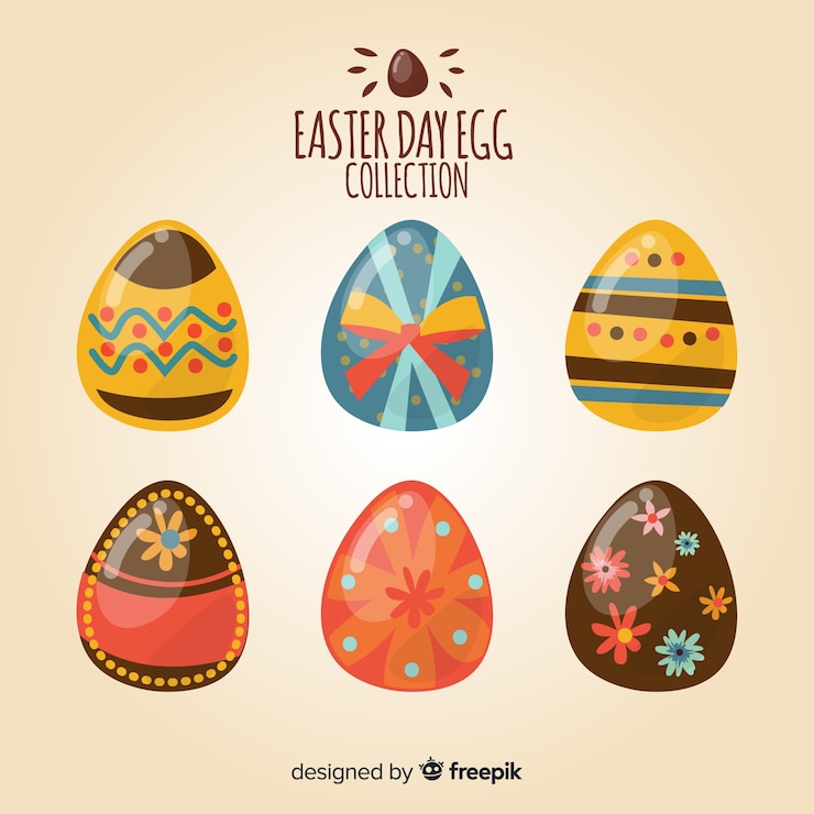 Vettore gratuito raccolta piana dell'uovo di giorno di pasqua