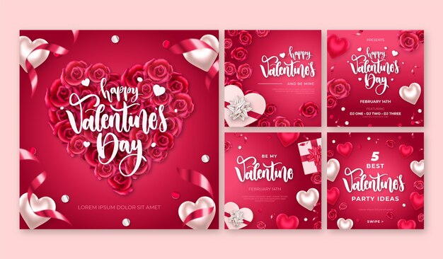 Raccolta realistica di post di instagram di San Valentino