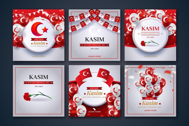 Raccolta realistica di post di instagram per il giorno della memoria di ataturk