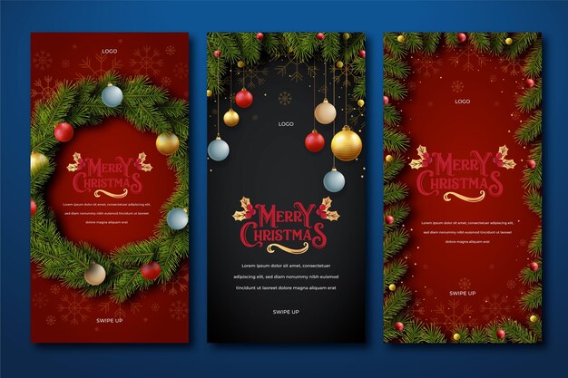 Raccolta realistica di storie di instagram di natale
