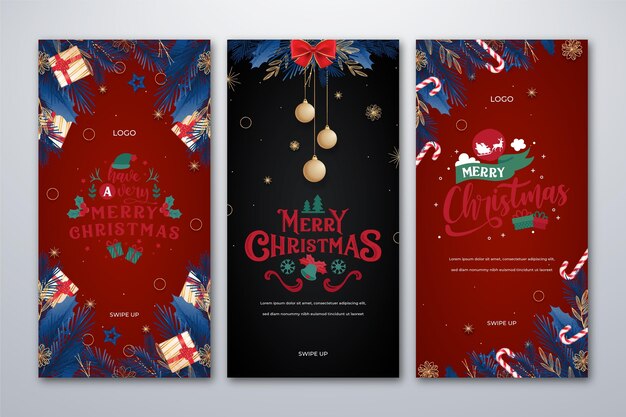 Raccolta realistica di storie di instagram di natale
