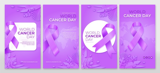 Raccolta realistica di storie di instagram per la giornata mondiale del cancro