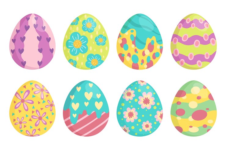 Vettore gratuito raccolta variopinta dell'uovo di giorno di pasqua