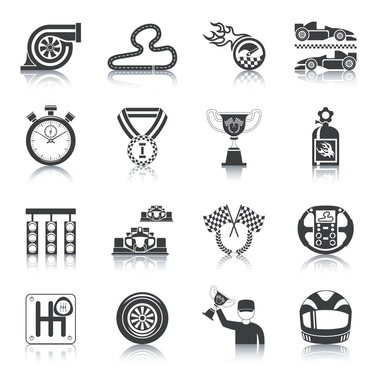 Vettore gratuito racing icons black