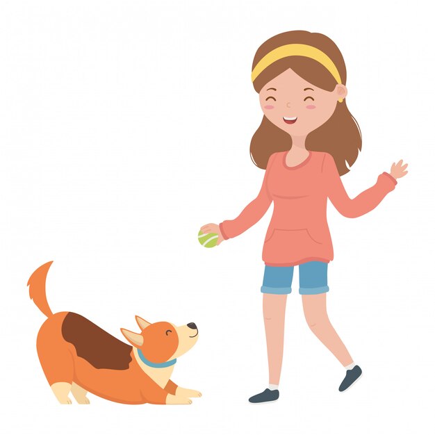 Ragazza con cartone animato cane