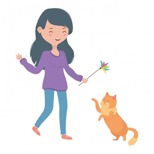 Ragazza con cartone animato gatto