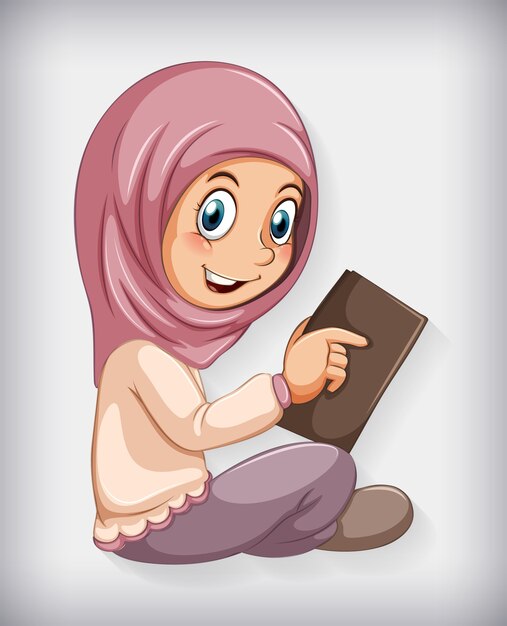 Ragazza musulmana che legge il libro