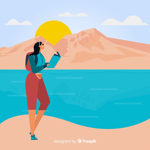 Ragazza, viaggiare, fondo