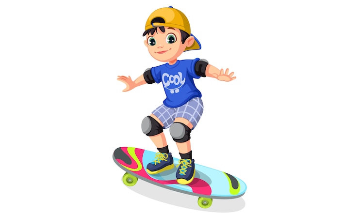 Vettore gratuito ragazzo cool su skateboard
