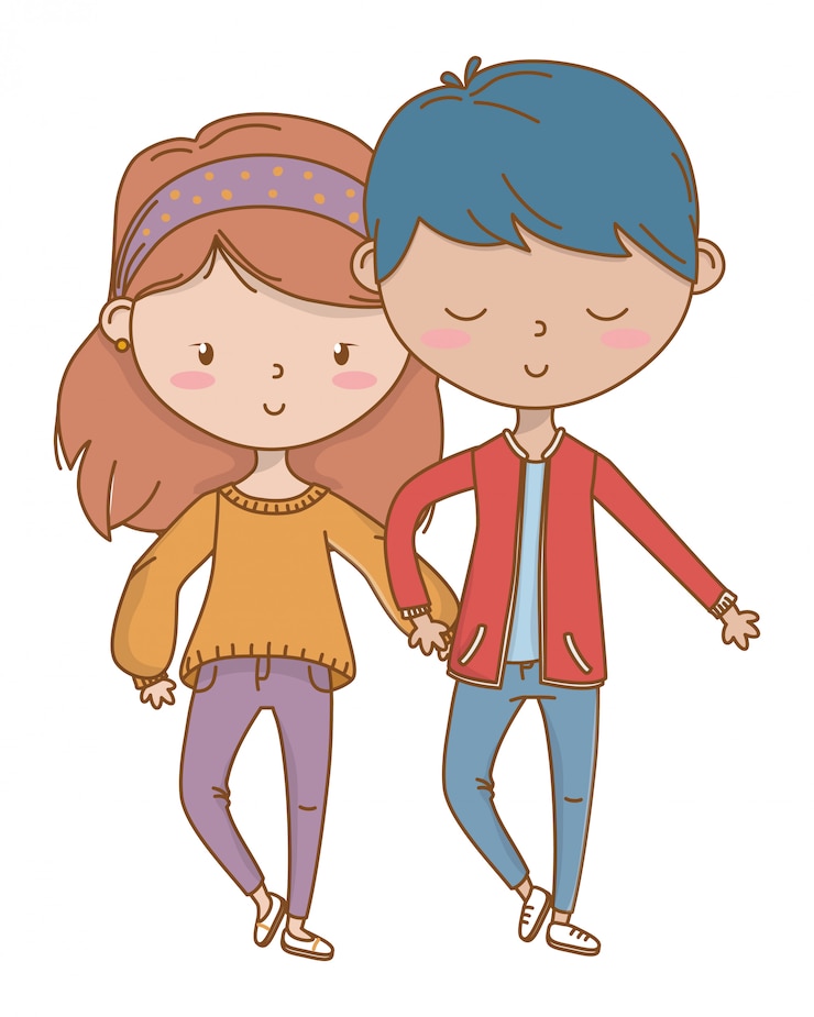 Vettore gratuito ragazzo dell'adolescente e ragazza del fumetto