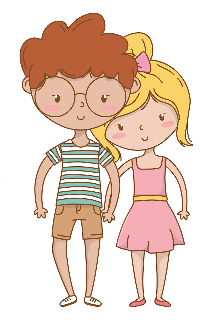 Vettore gratuito ragazzo dell'adolescente e ragazza del fumetto