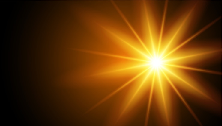 Vettore gratuito raggi di luce incandescente sul nero