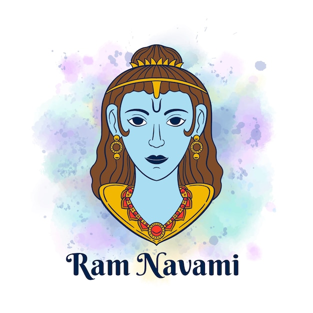 Ram navami con macchie di acquerello