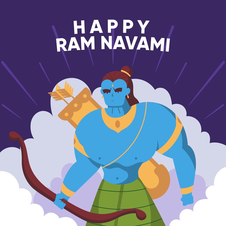Vettore gratuito ram navami in design piatto