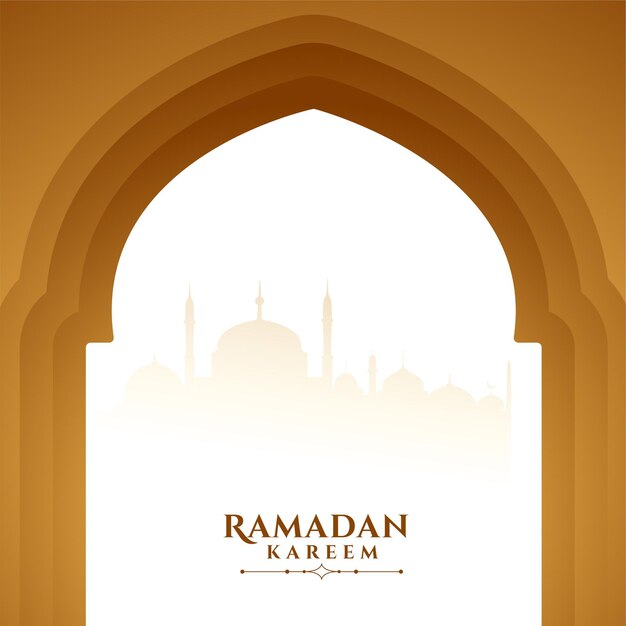 Ramadan kareem augura il saluto con la porta della moschea