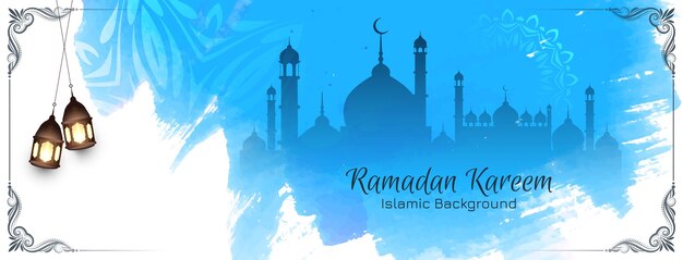 Ramadan Kareem festival islamico elegante banner decorativo vettore di design