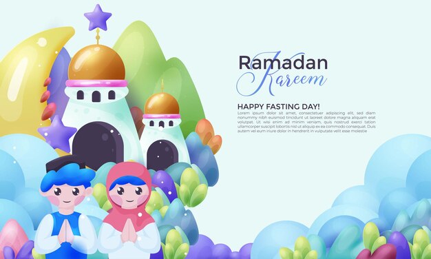 Ramadan kareem in stile disegnato a mano