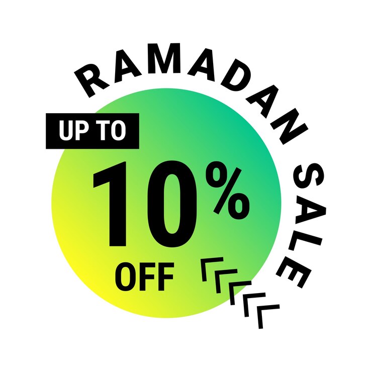 Vettore gratuito ramadan super sale ottieni fino al 10 di sconto sul banner di sfondo verde punteggiato