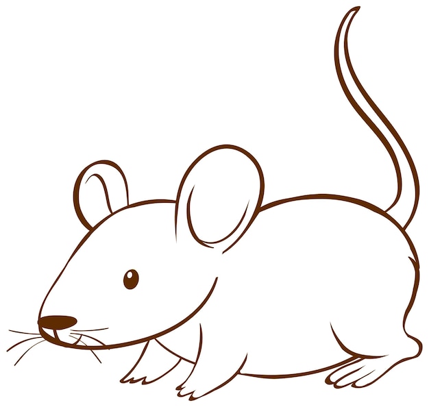 Ratto in stile semplice doodle su sfondo bianco