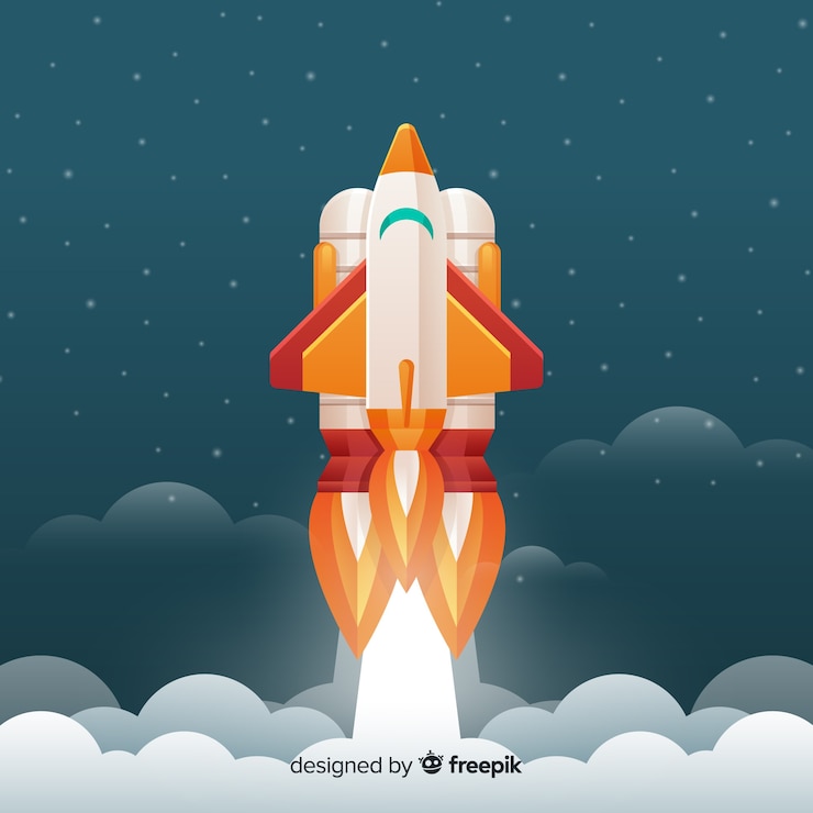 Vettore gratuito razzo spaziale moderno con design piatto