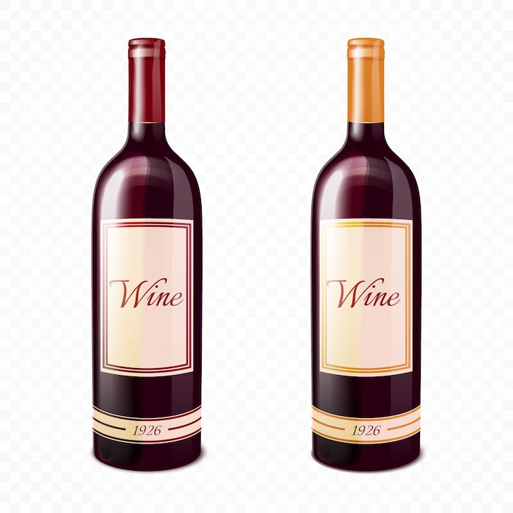 Vettore gratuito realistica bottiglia di vino colorata