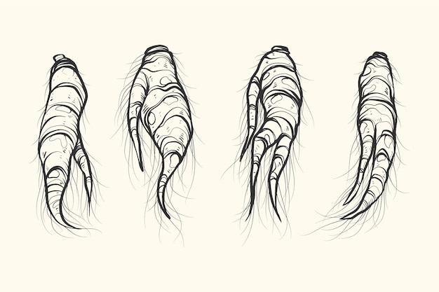 Realistica raccolta di piante di ginseng
