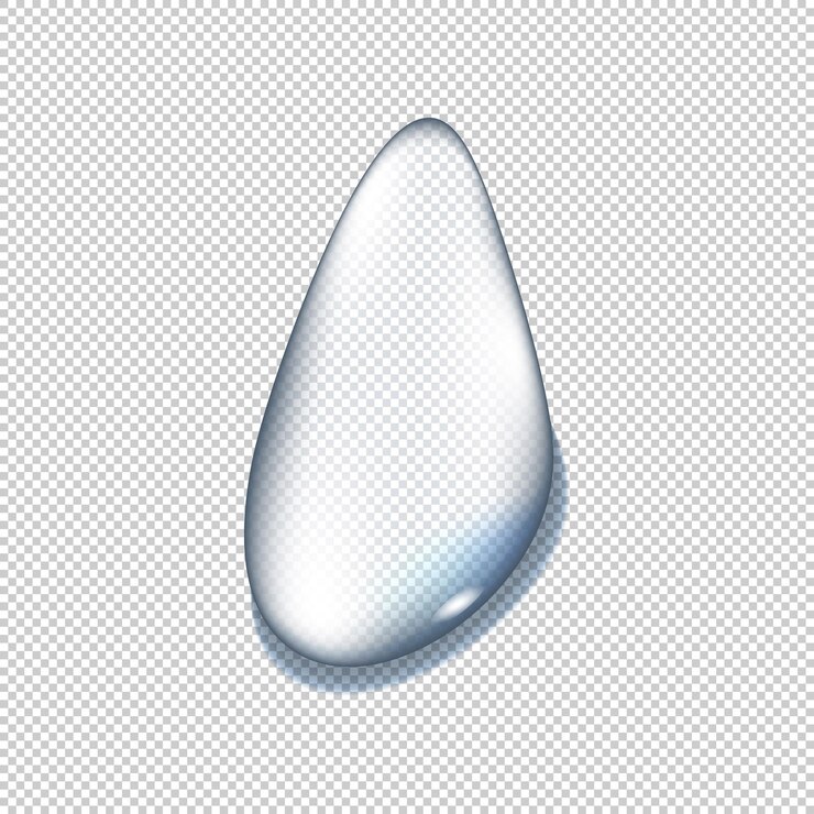 Realistiche gocce d'acqua pure e trasparenti impostate con ombra su sfondo grigio Illustrazione vettoriale