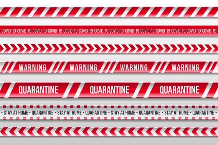 Vettore gratuito realistiche strisce di quarantena di avvertimento bianche e rosse