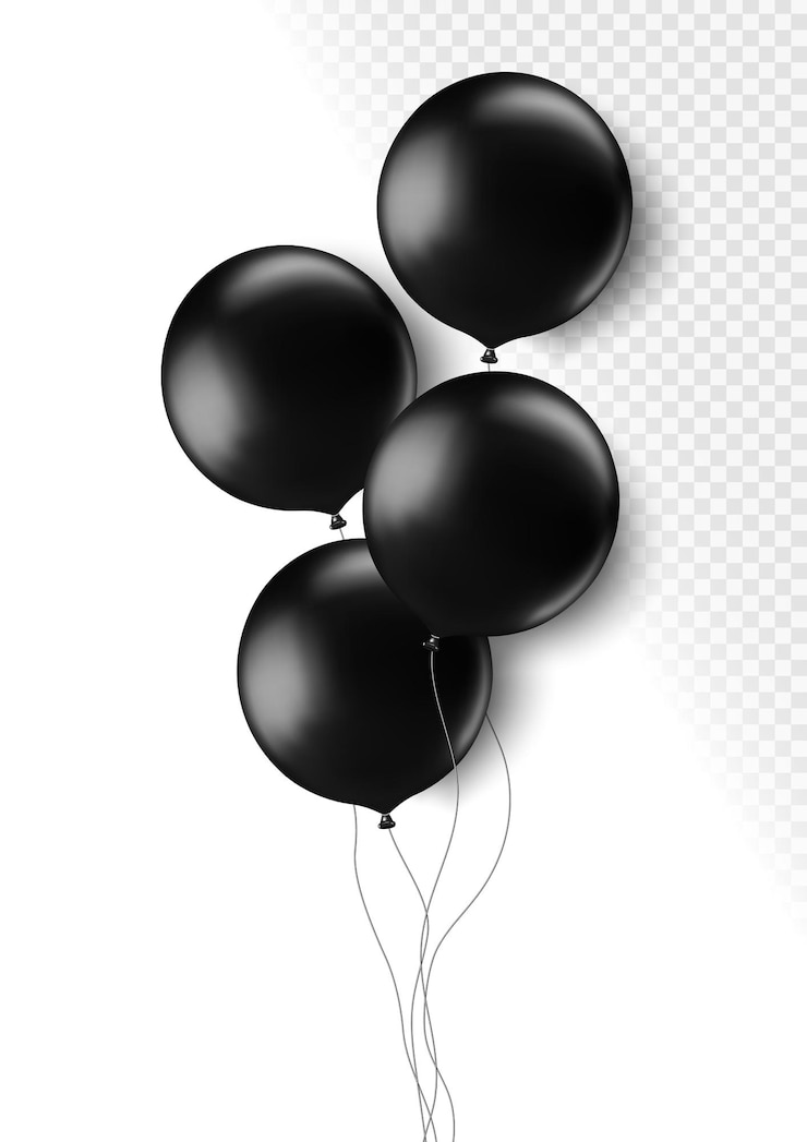 Vettore gratuito realistici palloncini neri 3d isolati su uno sfondo trasparente celebrano l'aria palloncino rotondo vettoriale.
