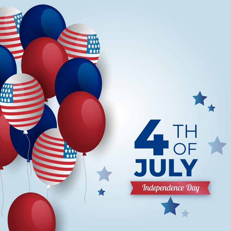 Vettore gratuito realistico 4 luglio palloncini bandiera usa