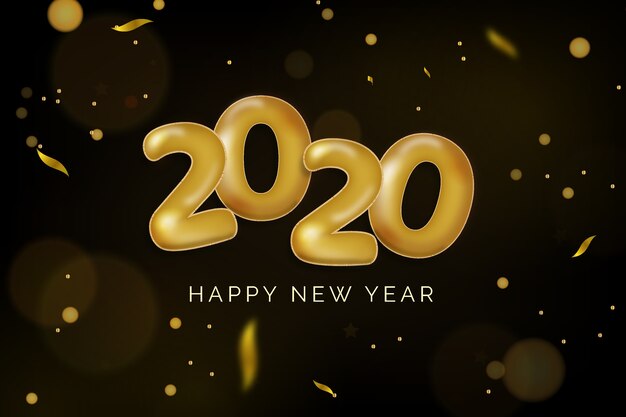 Realistico capodanno 2020 palloncini sullo sfondo
