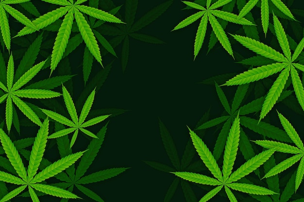 Realistico disegno di sfondo foglia di cannabis