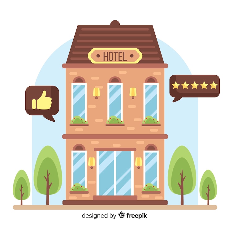 Vettore gratuito recensione sfondo piatto dell'hotel