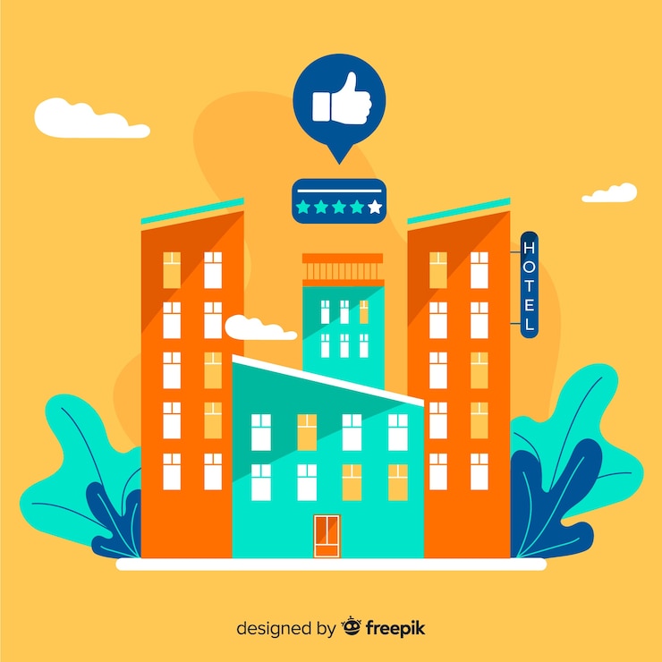 Vettore gratuito recensione sfondo piatto dell'hotel
