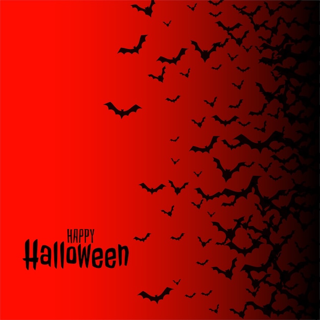 Red happy halloween con pipistrelli volanti